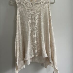 Altar'd State Cream Crochet & Lace Overlay Tank